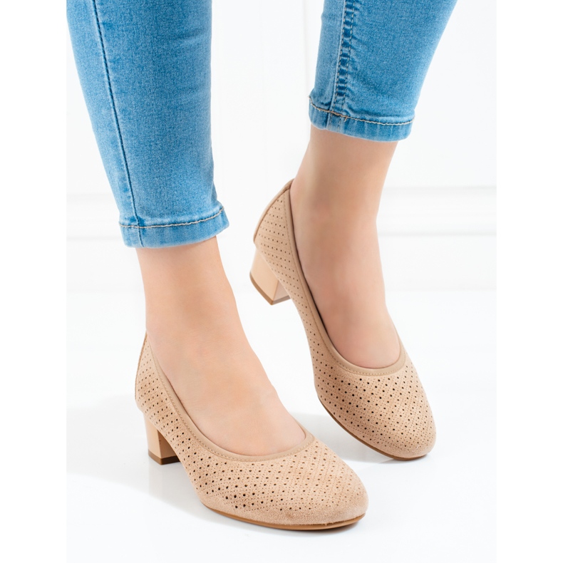 W. Potocki Women's beige openwork pumps Potocki 1