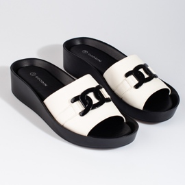 White women's slippers on the Shelovet platform 1