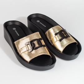 Gold women's Shelovet platform slippers golden 1