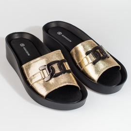 Gold women's Shelovet platform slippers golden 1
