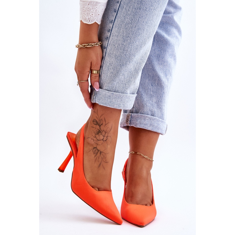 FS1 Classic Pointed Heels Neon Orange Whitley 1