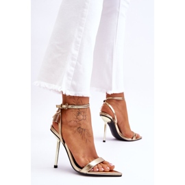 FS1 Elegant Sandals On A High Heel With Golden Zaria Ornaments 2