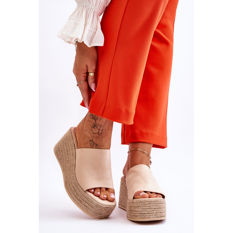 FS1 Women's Wedge And Platform Slippers Beige Ysabel 1