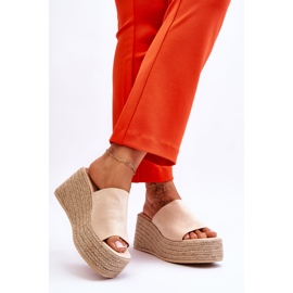 FS1 Women's Wedge And Platform Slippers Beige Ysabel 2