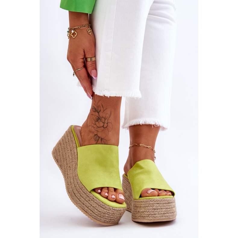 FS1 Ysabel Women's Wedge And Platform Slippers Lime green 1