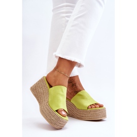 FS1 Ysabel Women's Wedge And Platform Slippers Lime green 2