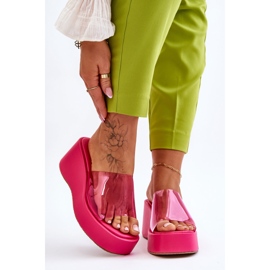 FS1 Women's Transparent Wedge Slippers Fuchsia Eliane pink 1