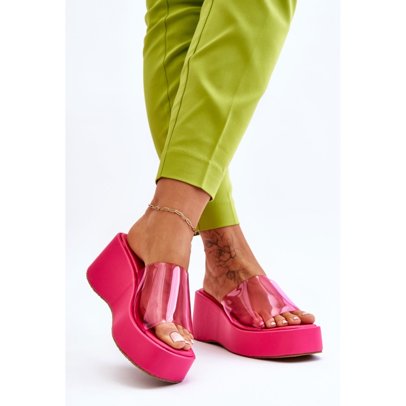 FS1 Women's Transparent Wedge Slippers Fuchsia Eliane pink 2