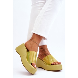 FS1 Women's Transparent Wedge Slippers Light Green Eliane 2 FS1 Women's Transparent Wedge Slippers Light Green Eliane 2
