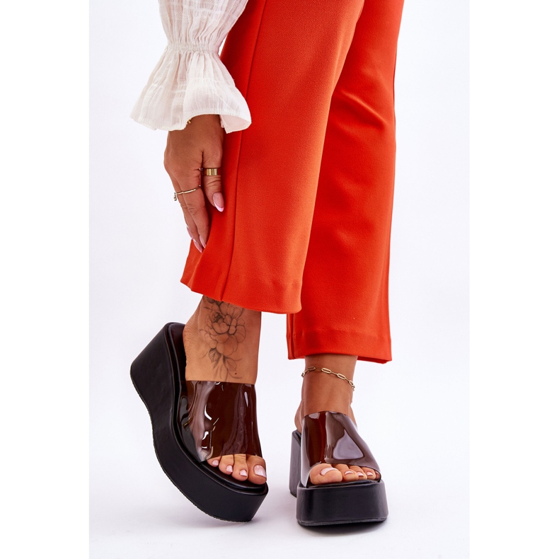 FS1 Women's Transparent Wedge Slippers Black Eliane 1