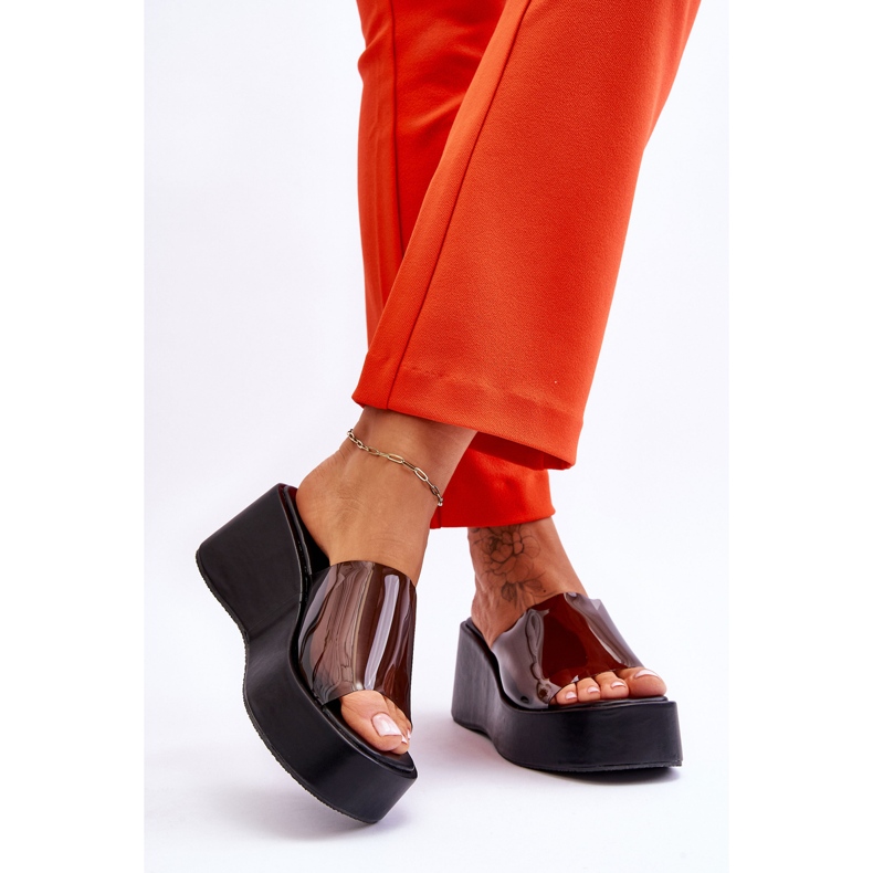 FS1 Women's Transparent Wedge Slippers Black Eliane 2