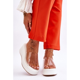 FS1 Women's Transparent Wedge Slippers White Eliane 1