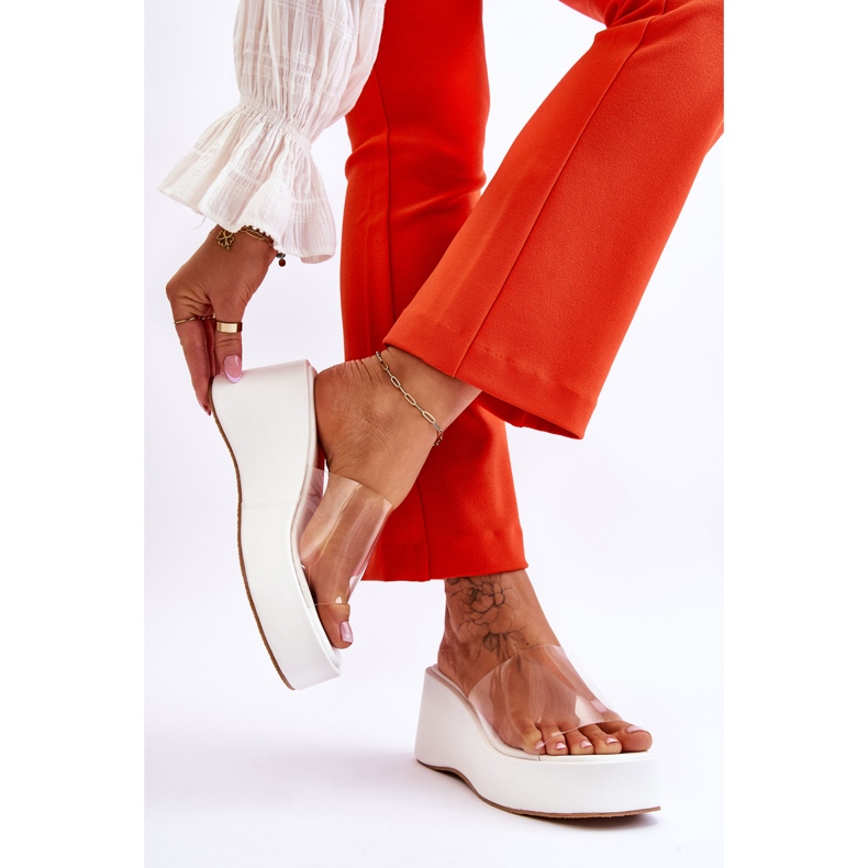 FS1 Women's Transparent Wedge Slippers White Eliane 2