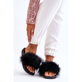 Women's Rubber Slippers With Fur Black Lucrece 1