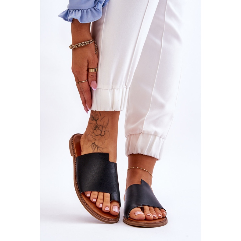 Evento Women's Leather Flip Flops Black Amite 1 Evento Women's Leather Flip Flops Black Amite 1