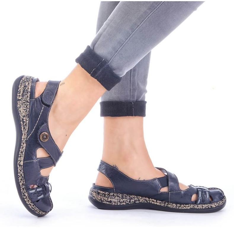 Velcro comfortable sandals Rieker W 46377-14 blue 2