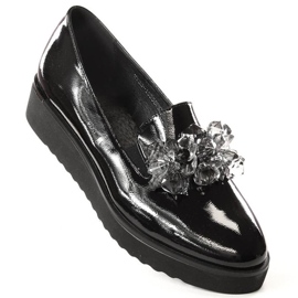 Lacquered brogues with Vinceza crystals W JAN198 black 1