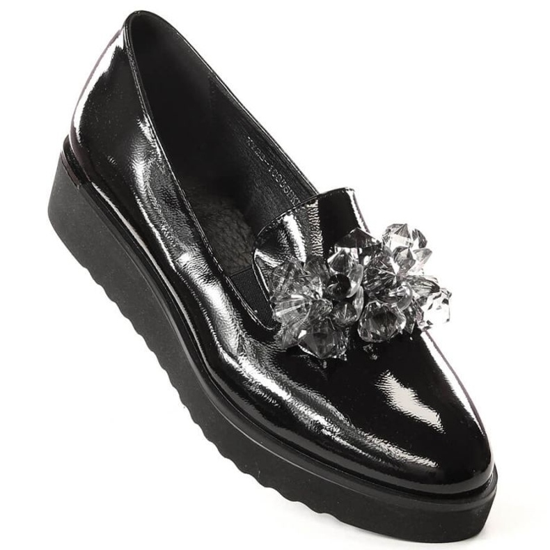 Lacquered brogues with Vinceza crystals W JAN198 black 1