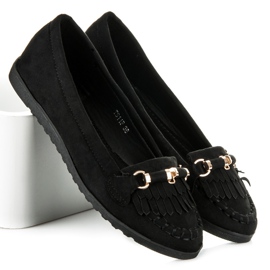 Seastar Loafers with fringes black 1
