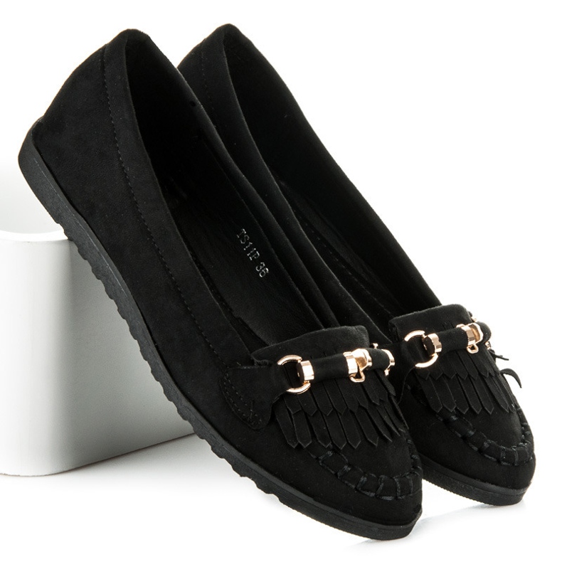 Seastar Loafers with fringes black 1