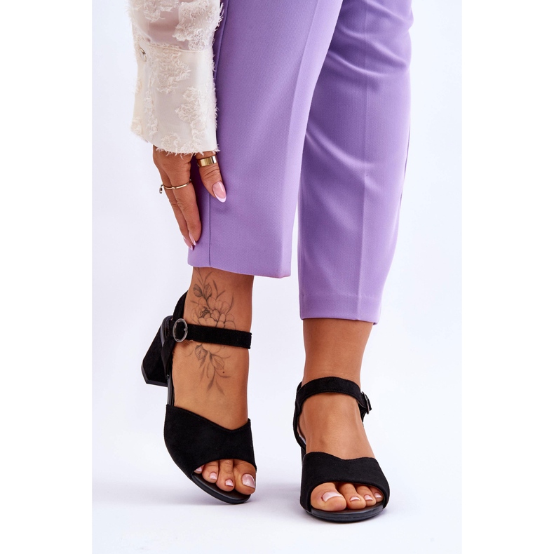 Vinceza Comfortable Suede Sandals On A Black Bellamy Heel 1