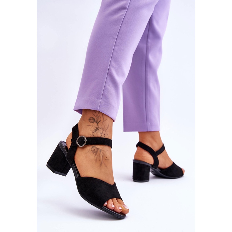 Vinceza Comfortable Suede Sandals On A Black Bellamy Heel 2