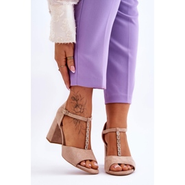 Vinceza Aniya Beige Suede High Heel Sandals With Rhinestones brown 1 Vinceza Aniya Beige Suede High Heel Sandals With Rhinestones brown 1
