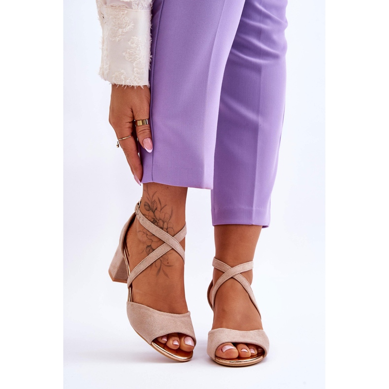 Vinceza Women's Low Heel Sandals Beige Quinn brown 1