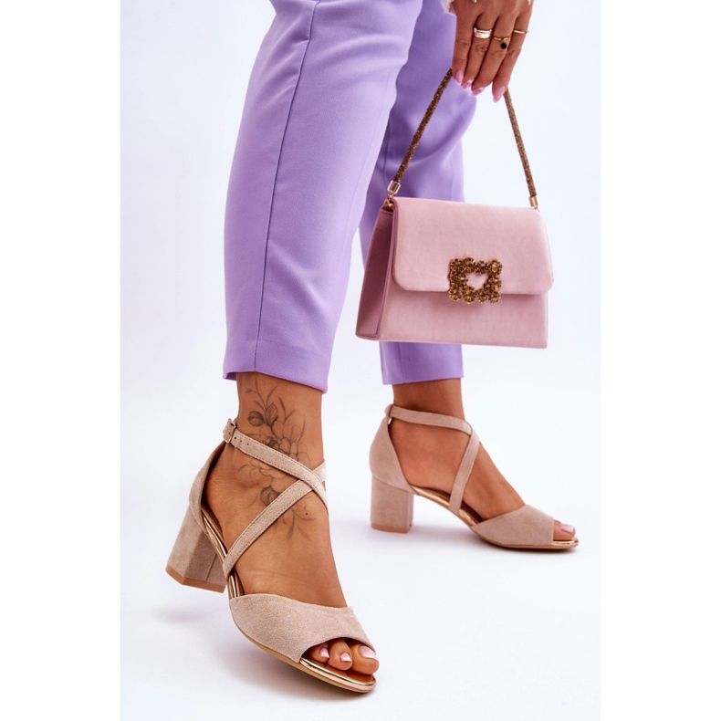 Vinceza Women's Low Heel Sandals Beige Quinn brown 2