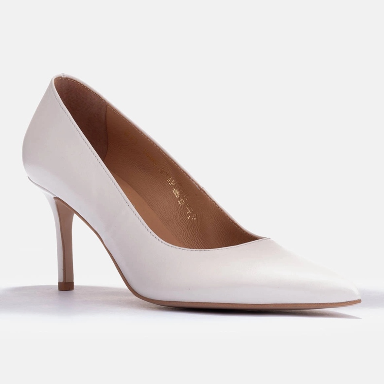Marco Shoes Elegant stilettos made of soft leather white 2
