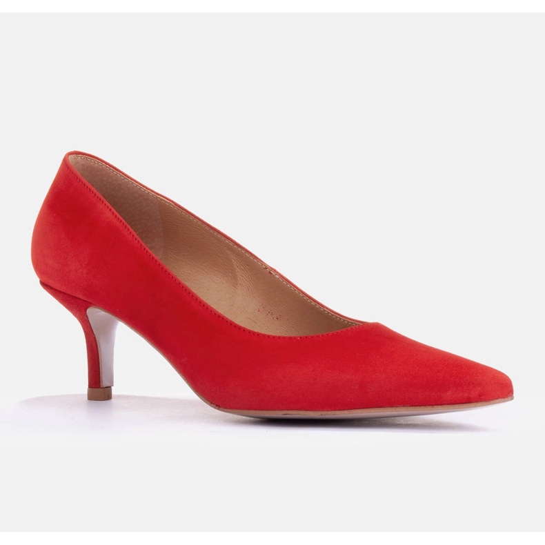 Marco Shoes Elegant stilettos with a lower heel red 1