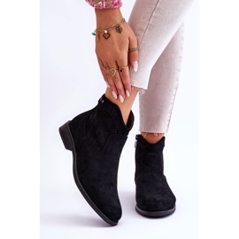 S.Barski Women's Suede Flat Heel Boots Black Liana 1