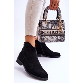 S.Barski Women's Suede Flat Heel Boots Black Liana 2
