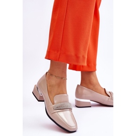 S.Barski Patent Leather Loafers With Rhinestones Beige Lavern 2 S.Barski Patent Leather Loafers With Rhinestones Beige Lavern 2