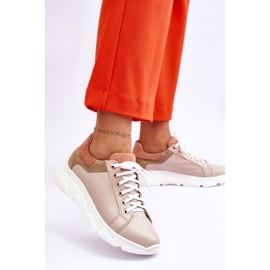 FILIPCZYK Comfortable Leather Platform Sneakers Beige Alisane 2