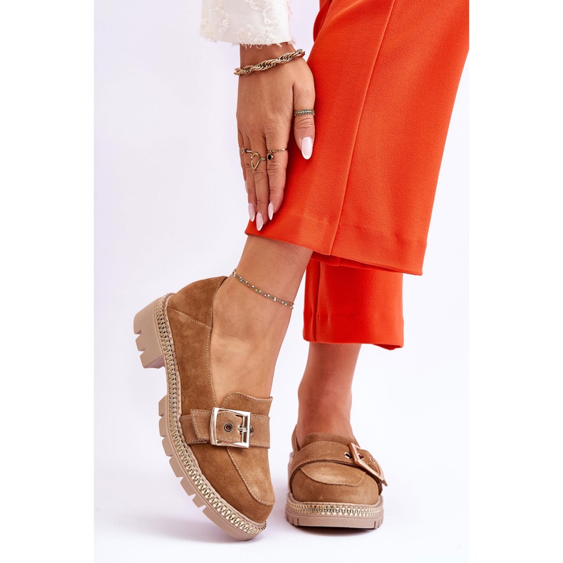 FILIPCZYK Fashionable Dark Beige Suede Loafers Eloisa 1