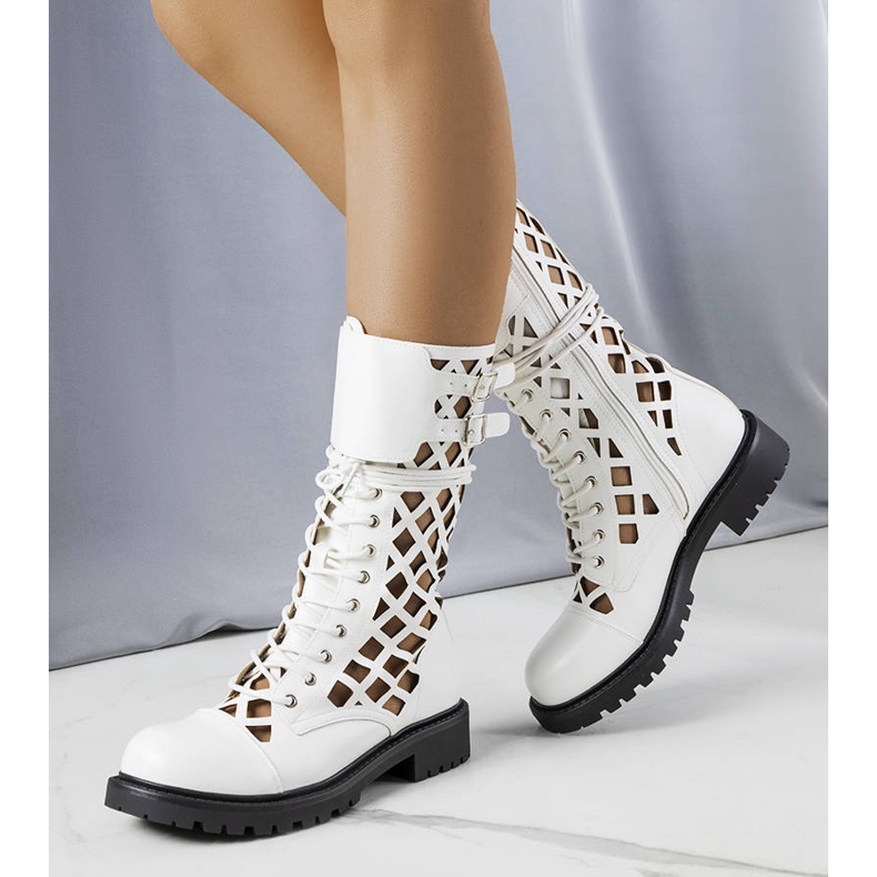 PA1 White openwork boots from Minks 1