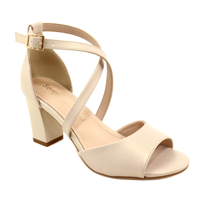Sergio Leone Fashionable High Heel Sandals Beige Perła SK862 2