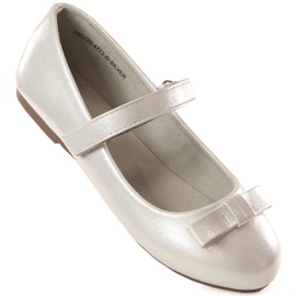 Girls' First Communion ballerinas with velcro silver eVento 4772 1