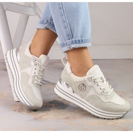 Women's sports shoes on the platform white Potocki SZ12086 beige 1