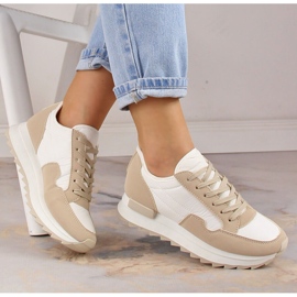 Women's sports shoes on the Potocki PY16021 platform beige 1