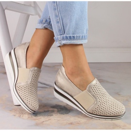 Women's gold openwork wedge shoes Jezzi MR1738-17 golden 1