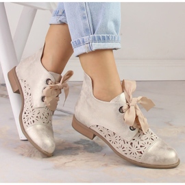 Women's openwork gold flat heel boots Jezzi ASA142-6A golden 1