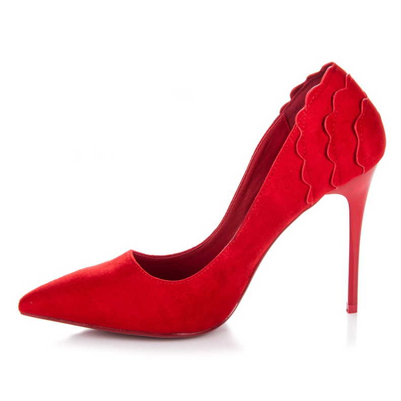 Seastar Suede High Heels With Frill red 1