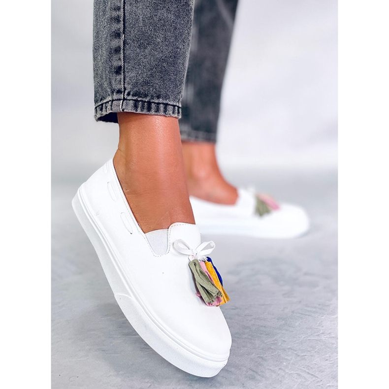 BM Salma White spring sneakers with tassels 2