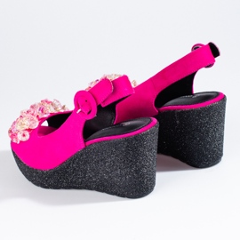 Women's Shelovet pink suede wedge sandals 2 Women's Shelovet pink suede wedge sandals 2