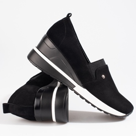 SHELOVET Women's wedge shoes black Potocki suede 1