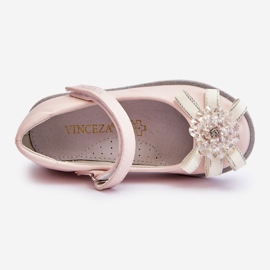 Vinceza Children's Velcro Ballerinas With Decorative Flower Pink Freya 2