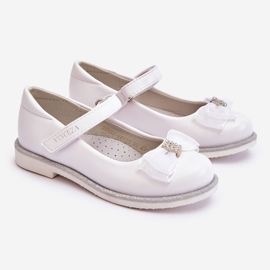 Vinceza Children's Velcro Ballerinas With A Decorative Bow White Nadia 1