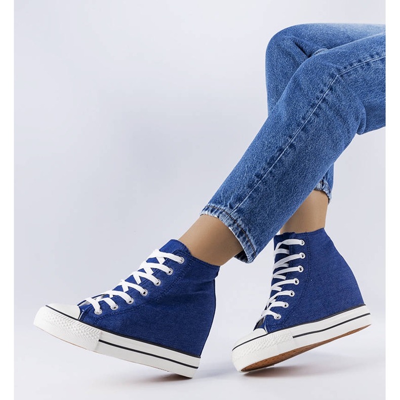 Denim wedge sneakers blue 2